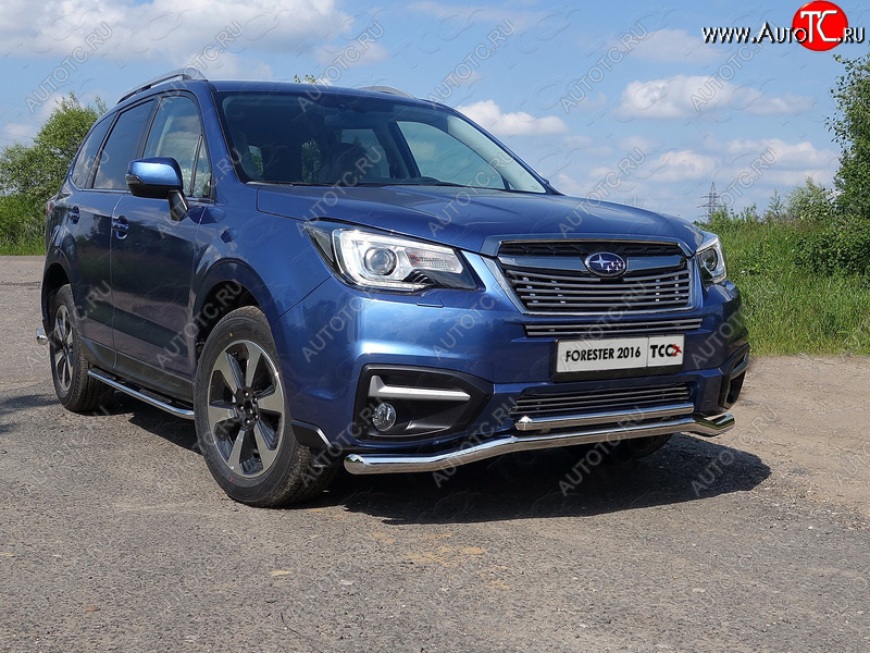 4 299 р. Нижняя декоративная вставка в бампер ТСС Тюнинг Subaru Forester SJ рестайлинг (2016-2019) (d 12 мм)  с доставкой в г. Йошкар-Ола