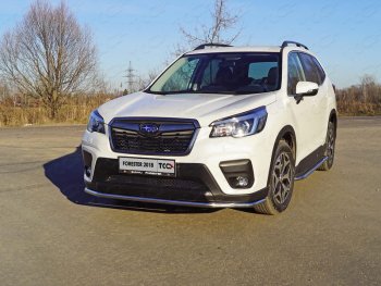 20 599 р. Защита переднего бампера нижняя d42,4 мм ТСС Тюнинг  Subaru Forester  SK/S14 (2018-2021) дорестайлинг (нержавейка)  с доставкой в г. Йошкар-Ола. Увеличить фотографию 1