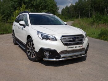 37 999 р. Защита переднего бампера нижняя с ДХО 60,3 мм ТСС Тюнинг  Subaru Outback  BS/B15 (2014-2018) дорестайлинг универсал (нержавейка)  с доставкой в г. Йошкар-Ола. Увеличить фотографию 1