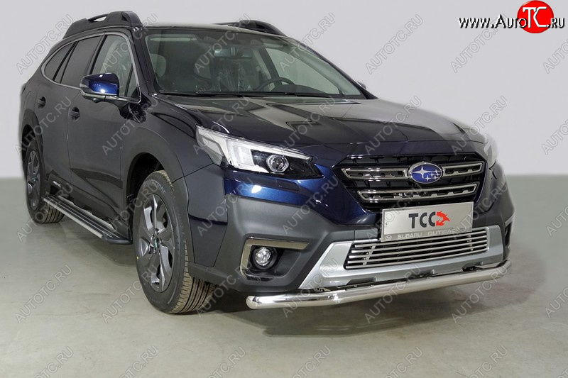 21 599 р. Защита переднего бампера нижняя d60,3 мм ТСС Тюнинг Subaru Outback BT универсал (2019-2024) (нержавейка)  с доставкой в г. Йошкар-Ола