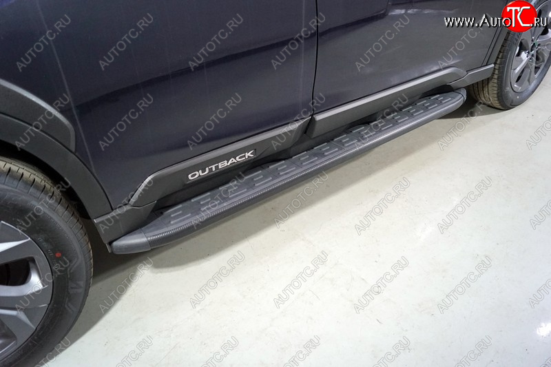 21 349 р. Пороги алюминиевые с пластиковой накладкой ТСС Тюнинг  Subaru Outback  BT (2019-2024) универсал (карбон черные)  с доставкой в г. Йошкар-Ола