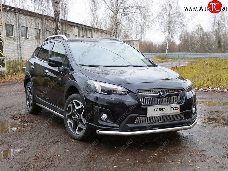 17 649 р. Защита переднего бампера нижняя d60,3 мм ТСС Тюнинг Subaru XV GT/G24 дорестайлинг (2017-2021) (нержавейка)  с доставкой в г. Йошкар-Ола