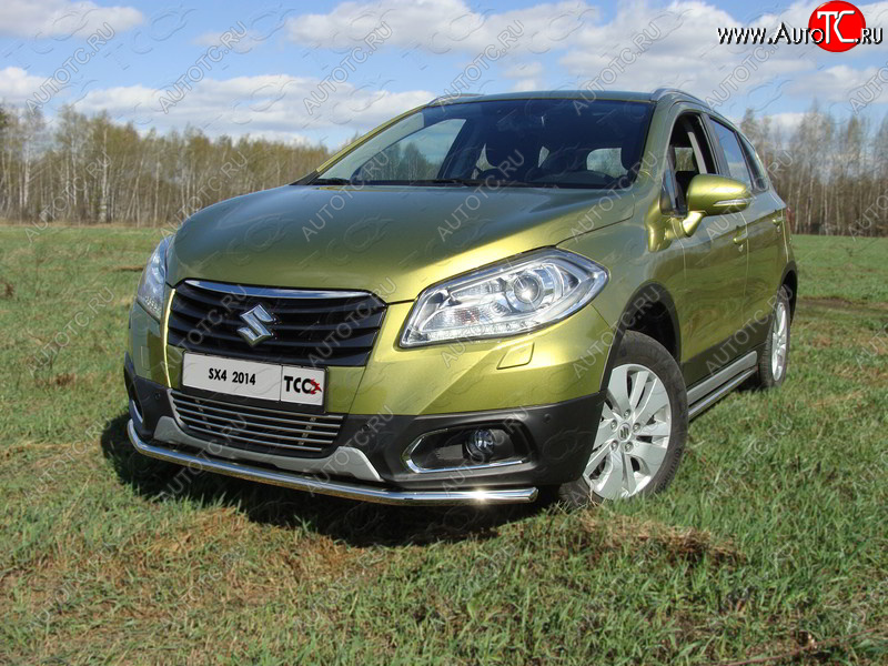 14 999 р. Защита переднего бампера нижняя d42,4 мм ТСС Тюнинг  Suzuki SX4  JYB, JYA (2013-2016) хэтчбэк дорестайлинг (нержавейка)  с доставкой в г. Йошкар-Ола