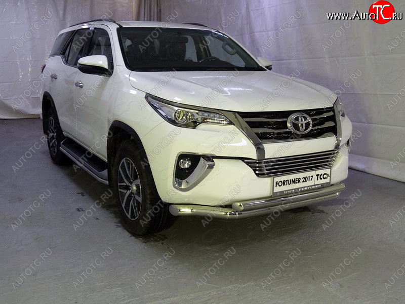 38 949 р. Защита передняя нижняя двойная 76,1*60,3 мм Тюнинг Toyota Fortuner AN160 дорестайлинг (2015-2020) (нержавейка)  с доставкой в г. Йошкар-Ола