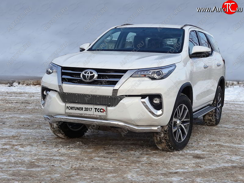 28 599 р. Защита переднего бампера волна d76,1 мм ТСС Тюнинг Toyota Fortuner AN160 дорестайлинг (2015-2020) (нержавейка)  с доставкой в г. Йошкар-Ола