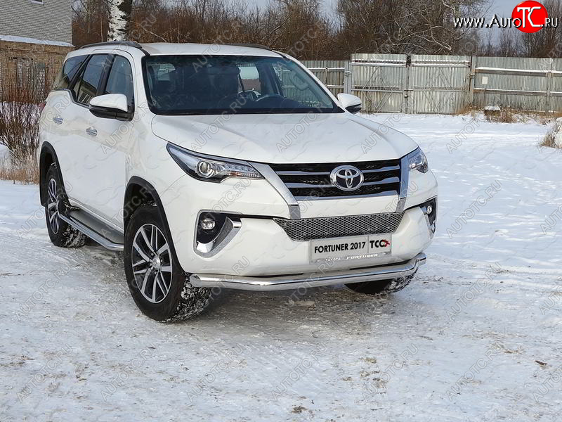 26 499 р. Защита переднего бампера нижняя 76,1 мм ТСС Тюнинг Toyota Fortuner AN160 дорестайлинг (2015-2020) (нержавейка)  с доставкой в г. Йошкар-Ола