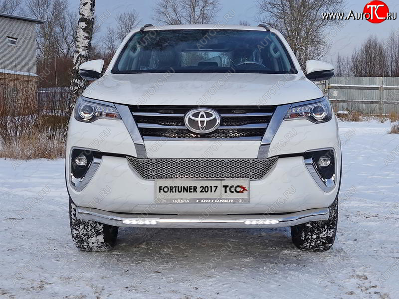 40 649 р. Защита переднего бампера нижняя с ДХО 76,1 мм ТСС Тюнинг Toyota Fortuner AN160 дорестайлинг (2015-2020) (нержавейка)  с доставкой в г. Йошкар-Ола