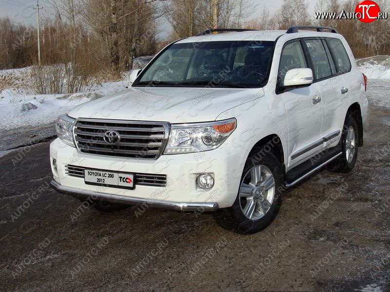 32 599 р. Защита передняя нижняя длинная 75*42 мм ТСС Тюнинг  Toyota Land Cruiser  200 (2012-2015) 1-ый рестайлинг (нержавейка)  с доставкой в г. Йошкар-Ола