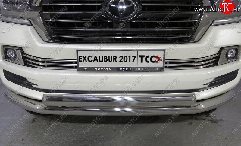 12 299 р. Декоративная вставка переднего бампера (EXCALIBUR) ТСС Тюнинг  Toyota Land Cruiser  200 (2015-2021) 2-ой рестайлинг (d 16 мм)  с доставкой в г. Йошкар-Ола