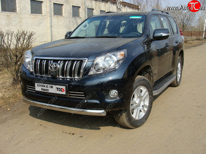 24 999 р. Защита переднего бампера нижняя 75*42 мм ТСС Тюнинг Toyota Land Cruiser Prado J150 дорестайлинг (2009-2013) (нержавейка)  с доставкой в г. Йошкар-Ола