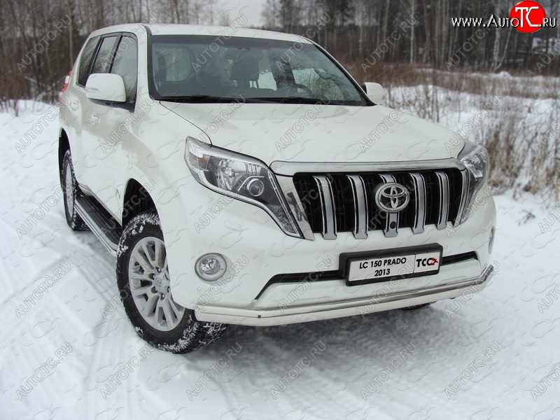 29 999 р. Защита переднего бампера нижняя 75*42 мм ТСС Тюнинг  Toyota Land Cruiser Prado  J150 (2013-2017) 1-ый рестайлинг (нержавейка)  с доставкой в г. Йошкар-Ола