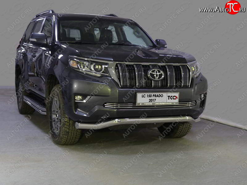 28 599 р. Защита переднего бампера волна d76,1 мм ТСС Тюнинг Toyota Land Cruiser Prado J150 2-ой рестайлинг (2017-2020) (нержавейка)  с доставкой в г. Йошкар-Ола