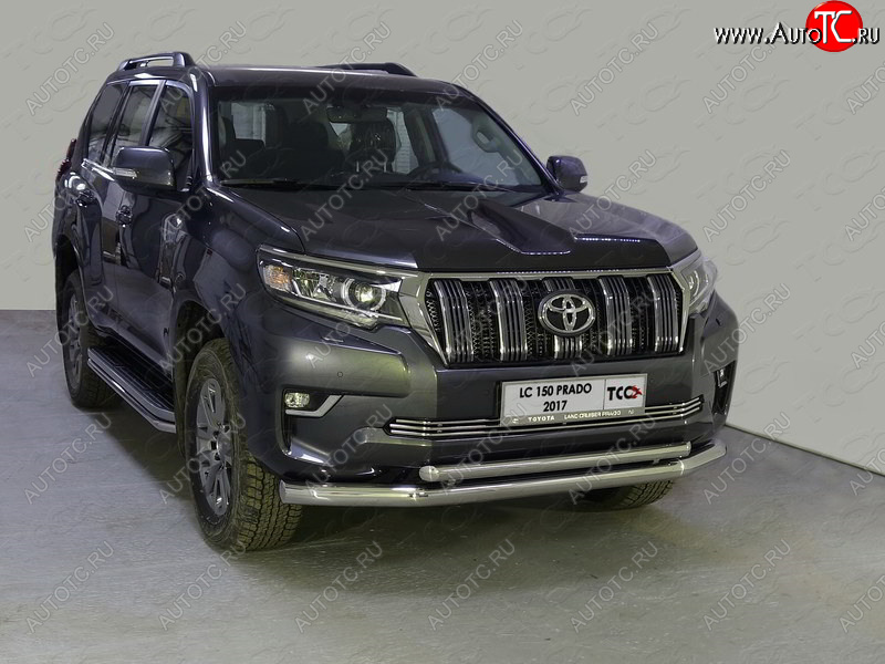 37 649 р. Защита передняя нижняя двойная 76,1*50,8 мм Тюнинг Toyota Land Cruiser Prado J150 2-ой рестайлинг (2017-2020) (нержавейка)  с доставкой в г. Йошкар-Ола