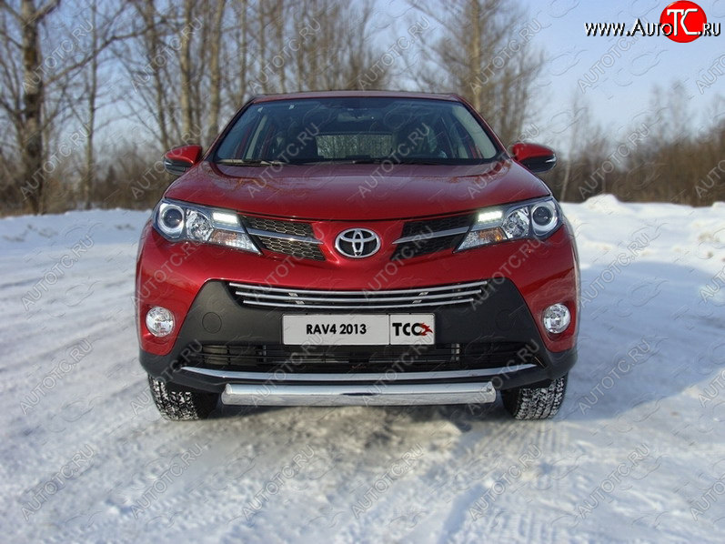 17 299 р. Защита переднего бампера овальная 75х42 мм ТСС тюнинг  Toyota RAV4  XA40 (2012-2015) 5 дв. дорестайлинг (нержавейка)  с доставкой в г. Йошкар-Ола