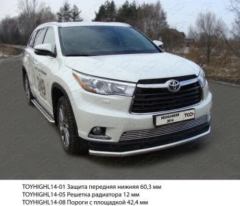 Защита переднего бампера нижняя d60,3 мм ТСС Тюнинг Toyota (Тойота) Highlander (Хайлэндер)  XU50 (2013-2017) XU50 дорестайлинг  (нержавейка)