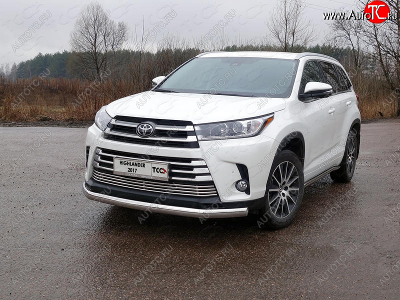 26 999 р. Защита переднего бампера овальная 75х42 мм ТСС Тюнинг  Toyota Highlander  XU50 (2016-2020) рестайлинг (нержавейка)  с доставкой в г. Йошкар-Ола