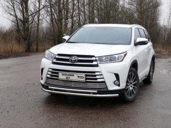 Защита переднего бампера нижняя двойная 60*42,4 мм ТСС Тюнинг Toyota Highlander XU50 рестайлинг (2016-2020) ()