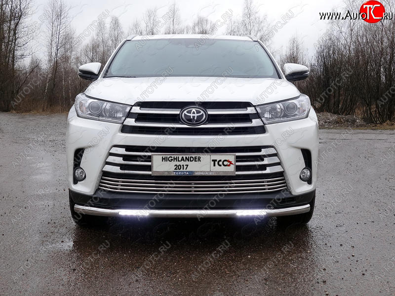 39 999 р. Защита переднего бампера нижняя с ДХО 60,3 мм ТСС Тюнинг  Toyota Highlander  XU50 (2016-2020) рестайлинг (нержавейка)  с доставкой в г. Йошкар-Ола