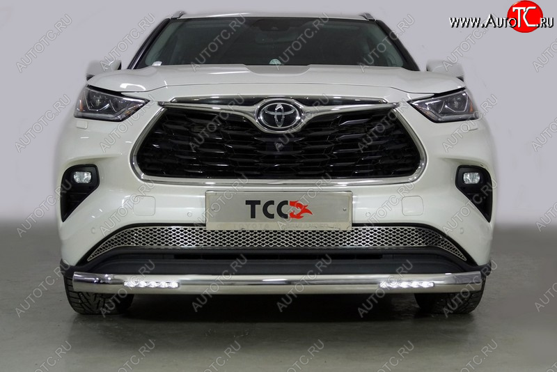 45 999 р. Защита передняя нижняя овальная с ДХО 75х42 мм ТСС Тюнинг  Toyota Highlander  XU70 (2020-2024) (нержавейка)  с доставкой в г. Йошкар-Ола