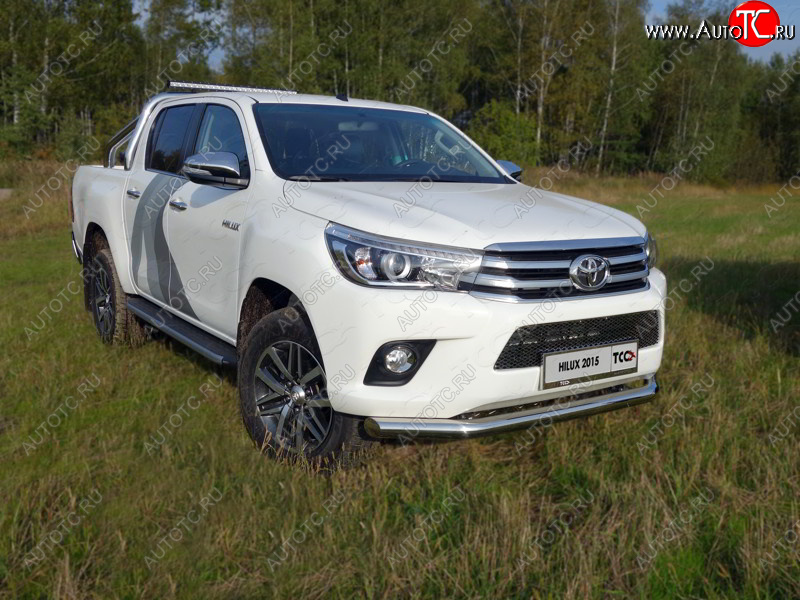 22 599 р. Защита переднего бампера нижняя d76,1 мм ТСС Тюнинг Toyota Hilux AN120 дорестайлинг (2016-2020) (нержавейка)  с доставкой в г. Йошкар-Ола