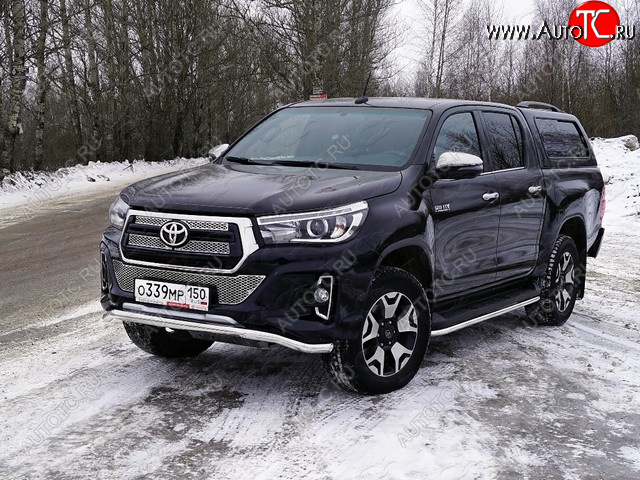 25 999 р. Защита переднего бампера волна d60,3 мм (Exclusive) ТСС Тюнинг Toyota Hilux AN120 1-ый рестайлинг (2017-2020) (нержавейка)  с доставкой в г. Йошкар-Ола