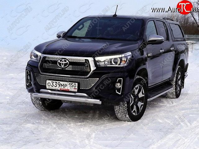 20 499 р. Защита переднего бампера нижняя 76,1 мм ТСС Тюнинг Toyota Hilux AN120 дорестайлинг (2016-2020) (нержавейка)  с доставкой в г. Йошкар-Ола