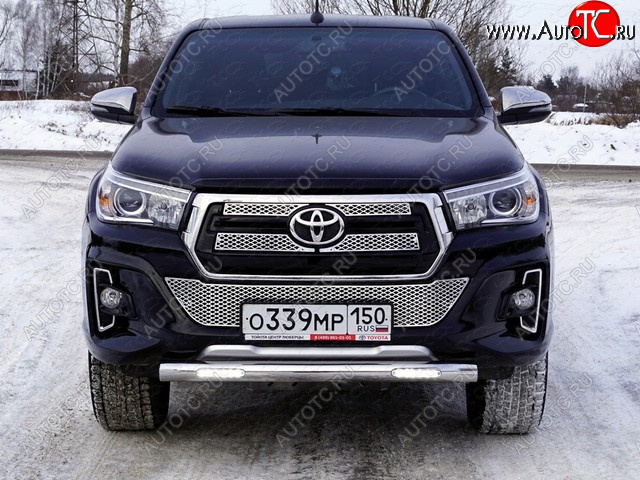 37 999 р. Защита переднего бампера нижняя с ДХО 76,1 мм ТСС Тюнинг  Toyota Hilux  AN120 (2017-2020) 1-ый рестайлинг (нержавейка)  с доставкой в г. Йошкар-Ола