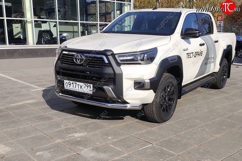 22 999 р. Защита переднего бампера нижняя 76,1 мм ТСС Тюнинг  Toyota Hilux  AN120 (2020-2025) 2-ой рестайлинг (нержавейка)  с доставкой в г. Йошкар-Ола