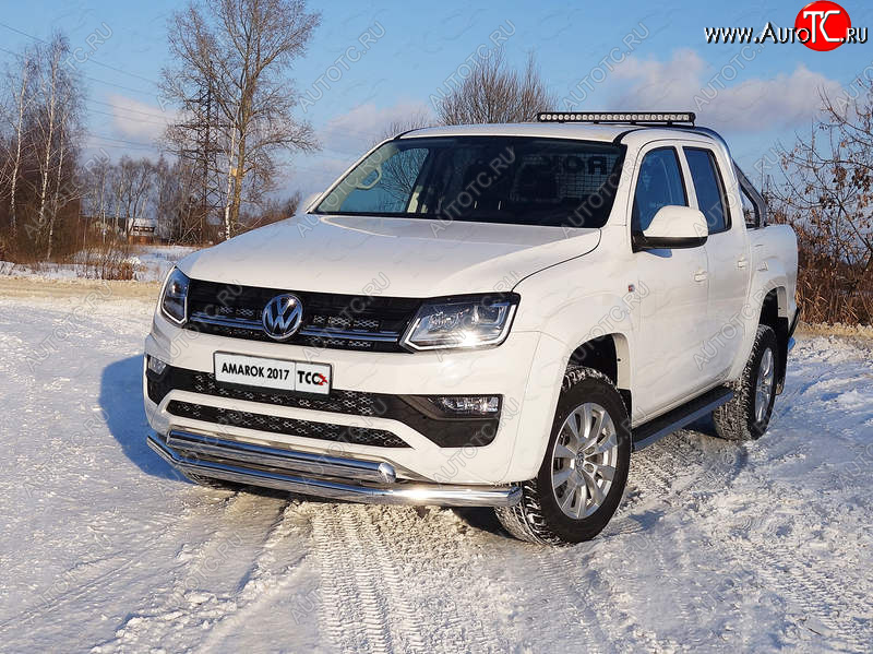 33 999 р. Защита передняя нижняя двойная 76,1*75 мм ТСС Тюнинг Volkswagen Amarok рестайлинг (2016-2022) (нержавейка)  с доставкой в г. Йошкар-Ола