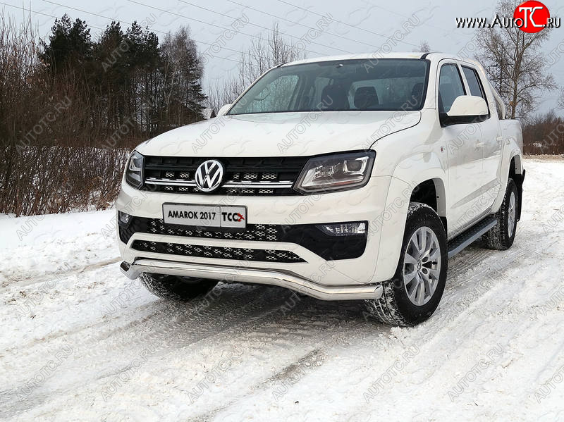 24 949 р. Защита переднего бампера кенгурин 76,1 мм ТСС Тюнинг  Volkswagen Amarok (2016-2022) рестайлинг (нержавейка)  с доставкой в г. Йошкар-Ола