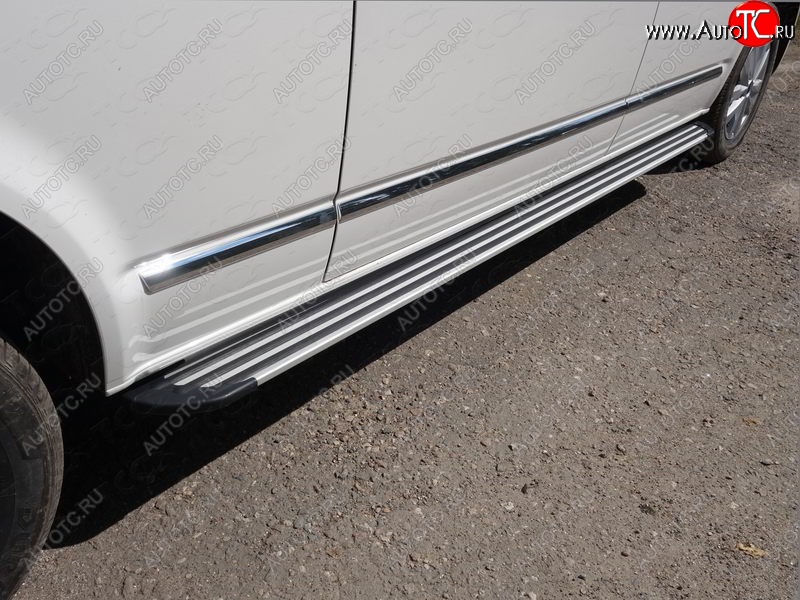 28 749 р. Пороги алюминиевые Slim Line ТСС Тюнинг  Volkswagen Caravelle  T6 (2015-2019) дорестайлинг (Silver)  с доставкой в г. Йошкар-Ола