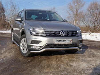 Защита переднего бампера нижняя d60,3 мм ТСС Тюнинг Volkswagen Tiguan Mk2 дорестайлинг (2016-2020)