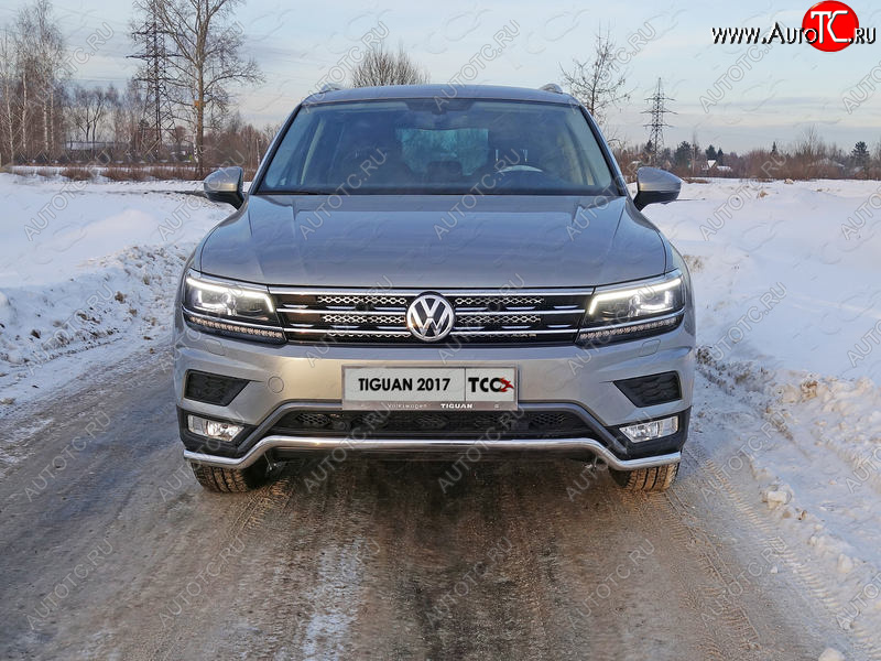 16 899 р. Защита переднего бампера нижняя d42,4 мм ТСС Тюнинг Volkswagen Tiguan Mk2 дорестайлинг (2016-2020) (нержавейка)  с доставкой в г. Йошкар-Ола