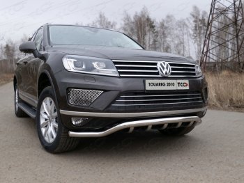 Защита передняя нижняя кенгурин 60,3*42,4 мм ТСС Тюнинг Volkswagen (Волксваген) Touareg (Туарек)  NF (2014-2018) NF рестайлинг  (нержавейка)