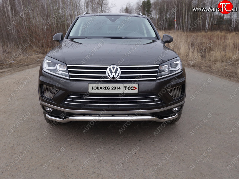 26 699 р. Защита передняя нижняя кенгурин 60,3 мм ТСС Тюнинг  Volkswagen Touareg  NF (2014-2018) рестайлинг (нержавейка)  с доставкой в г. Йошкар-Ола