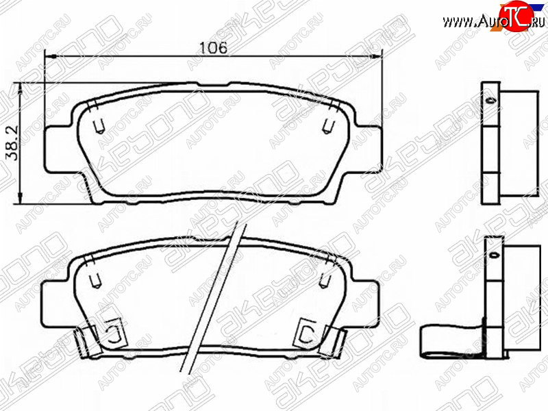 3 199 р. Колодки тормозные зад LH-RH SAT Toyota Mark 2 Blit универсал (2002-2007)  с доставкой в г. Йошкар-Ола