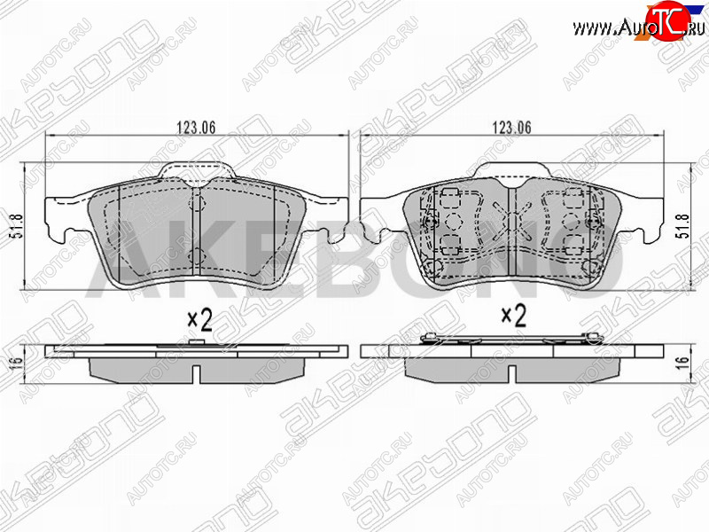 2 599 р. Колодки тормозные задние RH-LH SAT Ford Focus 2  седан дорестайлинг (2004-2008)  с доставкой в г. Йошкар-Ола