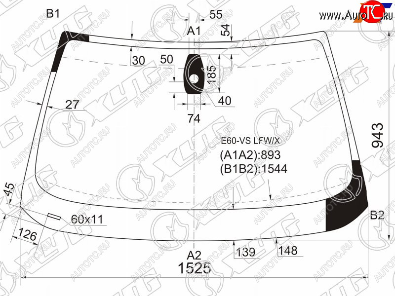 7 499 р. Стекло лобовое (Датчик дождя Круглый датчик дождя 4D SED5D WGN) XYG  BMW 5 серия ( E60,  E61) (2007-2010) седан рестайлинг, универсал рестайлинг  с доставкой в г. Йошкар-Ола