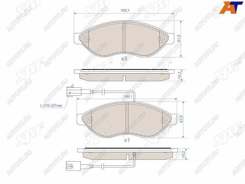 2 299 р. Колодки тормозные перед FL-FR SAT  CITROEN Jumper ( 250,  290) (2006-2022), Fiat Ducato ( 250,  290) (2006-2025), Peugeot Boxer ( 250,  290) (2006-2025)  с доставкой в г. Йошкар-Ола