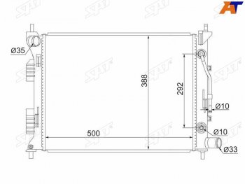 Радиатор охлаждающей жидкости SAT Hyundai (Хюндаи) Accent (Акцент)  седан ТагАЗ (2001-2012),  Solaris (Солярис) ( RBr,  HCR) (2010-2022),  Veloster (Велостер)  FS (2011-2014), KIA (КИА) Rio (Рио) ( 3 QB,  4 FB) (2011-2020)