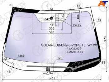 27 999 р. Стекло лобовое (Атермальное Обогрев щеток Датчик дождя) XYG  Subaru Legacy  BN/B15 - Outback  BS/B15  с доставкой в г. Йошкар-Ола. Увеличить фотографию 2