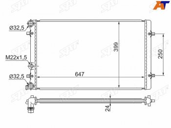 Радиатор охлаждающей жидкости SAT Audi (Ауди) A3 (А3) ( 8LA хэтчбэк 5 дв.,  8L1 хэтчбэк 3 дв.) (1996-2003), Skoda (Шкода) Octavia (Октавия)  A5 (2004-2013), Volkswagen (Волксваген) Golf (Гольф) ( 4,  5) (1997-2009)