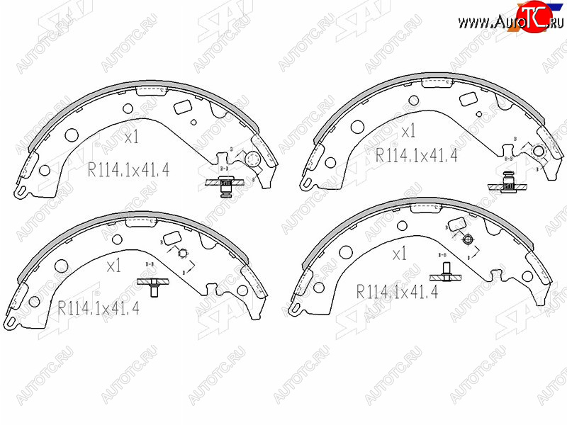 1 679 р. Колодки тормозные барабанные задние LH-RH SAT  Toyota RAV4  CA20 (2000-2005) 3 дв. дорестайлинг, 5 дв. дорестайлинг, 3 дв. рестайлинг, 5 дв. рестайлинг  с доставкой в г. Йошкар-Ола