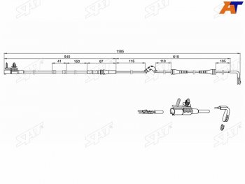 439 р. Датчик износа передних тормозных колодок SAT Land Rover Range Rover Sport 2 L494 дорестайлинг (2013-2017)  с доставкой в г. Йошкар-Ола. Увеличить фотографию 1