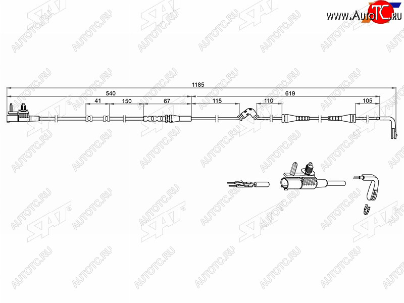 439 р. Датчик износа передних тормозных колодок SAT Land Rover Range Rover Sport 2 L494 дорестайлинг (2013-2017)  с доставкой в г. Йошкар-Ола