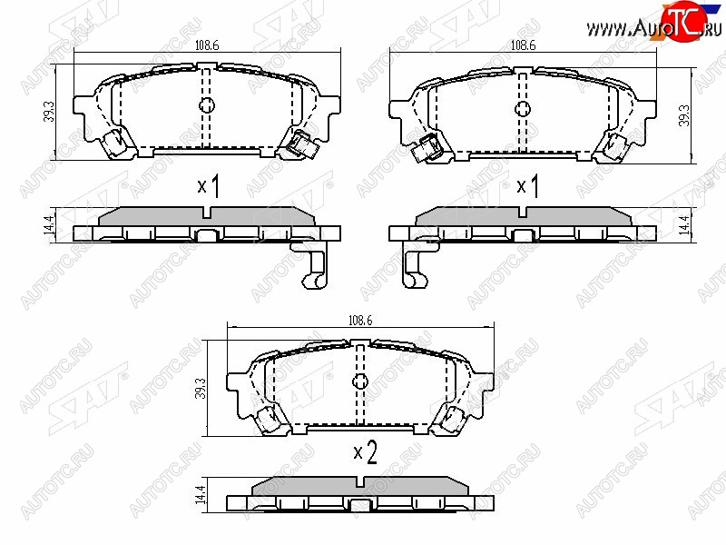 769 р. Колодки тормозные зад RH-LH SAT Subaru Forester SJ дорестайлинг (2012-2016)  с доставкой в г. Йошкар-Ола