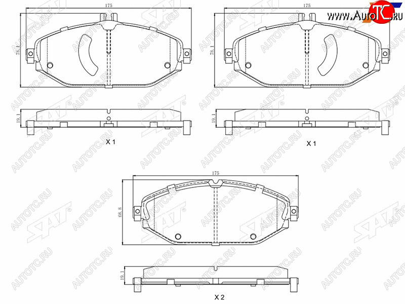 2 099 р. Колодки тормозные перед FL-FR SAT  Mercedes-Benz C-Class  W205 - E-Class  S213  с доставкой в г. Йошкар-Ола