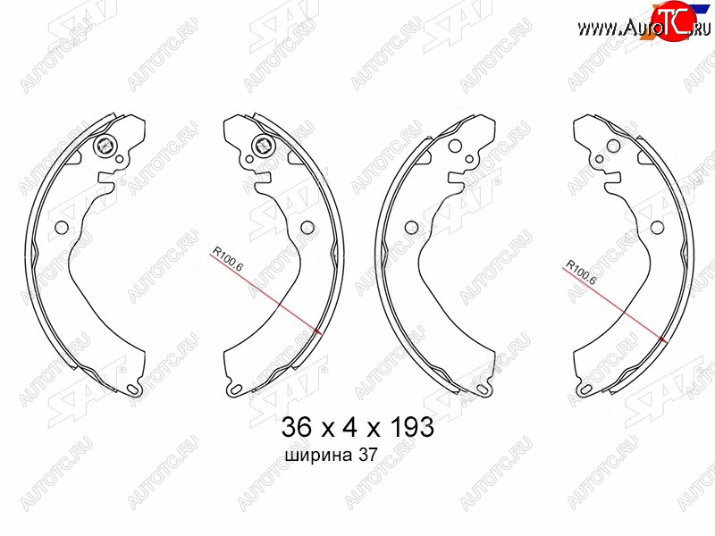 1 399 р. Колодки тормозные барабанные задние RH-LH SAT Mitsubishi Carisma (1996-1999)  с доставкой в г. Йошкар-Ола