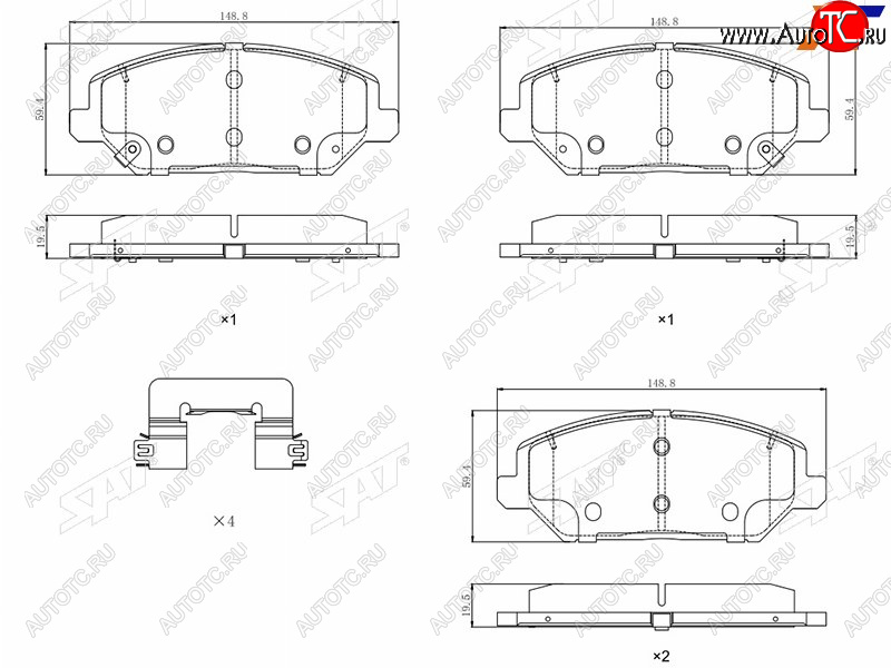 2 399 р. Колодки тормозные передние FR-FL SAT  Hyundai I30 3 PD хэтчбэк (2017-2020)  с доставкой в г. Йошкар-Ола