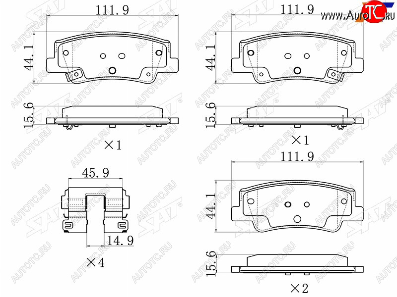 1 189 р. Колодки тормозные задние LH-RH SAT Hyundai Sonata DN8 (2019-2022)  с доставкой в г. Йошкар-Ола